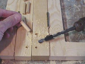 Drill hole for dowel